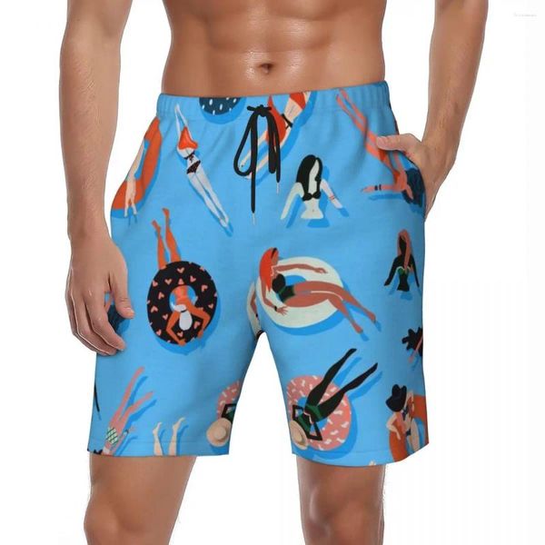 Shorts masculinos homem ginásio coral azul praia impressão y2k retro troncos de natação senhoras secagem rápida esportiva plus size calças curtas