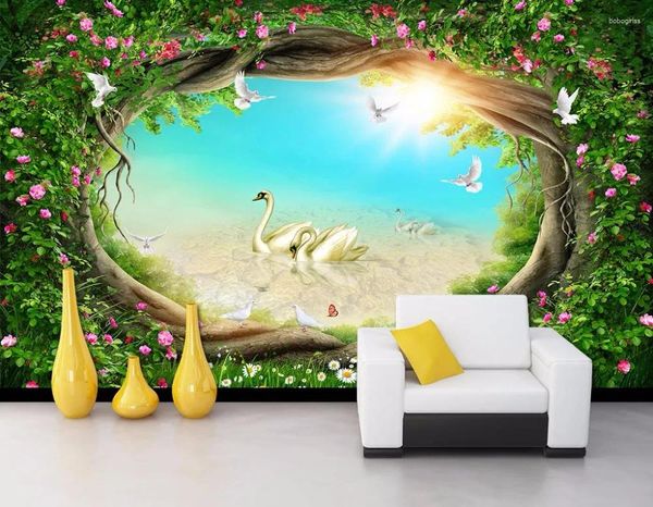 Tapeten Benutzerdefinierte 3D-Wohnzimmer Schlafzimmer Märchenwald 3D-Tapete für Wände TV-Hintergrund Wandmalerei