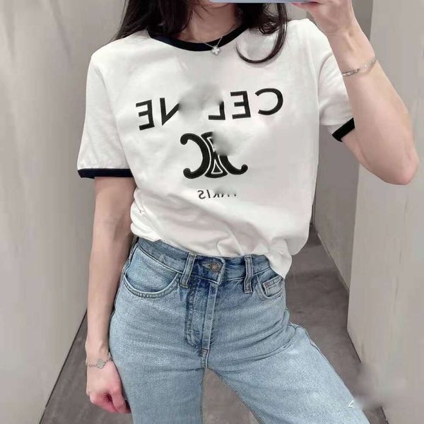 Designer CE Arc Letter Printing T-shirt in cotone con maniche a cinque quarti del marchio di moda Instagram a maniche corte girocollo da donna allentate Sconto elevato