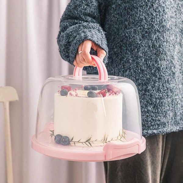 Bottiglie di stoccaggio Eccellente porta torta in plastica a prova di polvere con coperchio Scatole per pasticceria Scatola contenitore per dessert Semplice