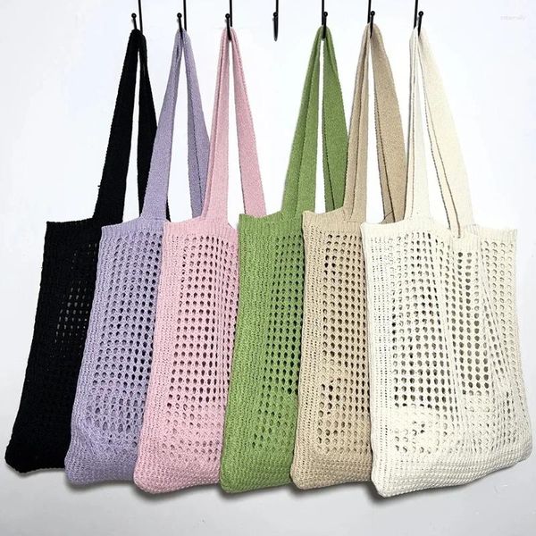 Einkaufstaschen Mode Hohl Gestrickte frauen Casual Weibliche Schulter Einfache Häkeln Tote Damen Top-Griff Handtasche