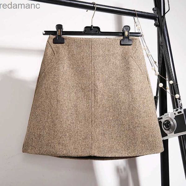 Saias Skorts Moda Saia De Lã Mulheres Outono Inverno Grosso Quente A Linha De Cintura Alta Mini Saias Mulheres Botas De Lã Saias Curtas Faldas F196 240330