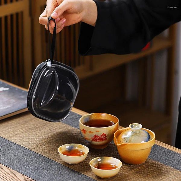 Conjuntos de chá conjunto chai forno viagem cerâmica chá veículo ao ar livre portátil simplicidade criativa