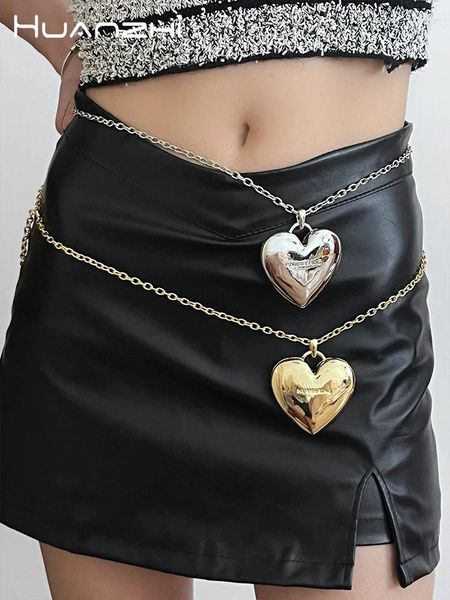 Colares de pingente Huanzhi vintage metal grande amor colar para mulheres meninas cintura corrente corpo y2k pérola acessórios moda jóias