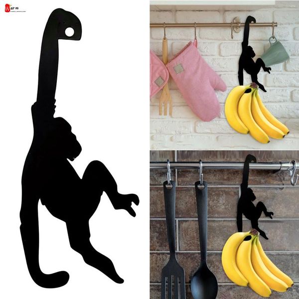 Крючки Черная стойка с крючками-бананами и обезьянами - металлический подвесной органайзер для хранения вещей для кухни, ванной комнаты, спальни, креативный и веселый подарок на праздник