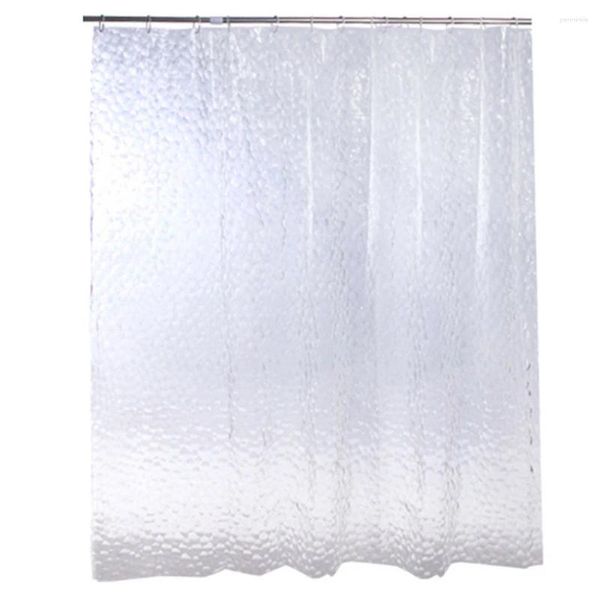 Cortinas de chuveiro 3D cortina de banho cubos claros água transparente plástico EVA mais grosso (transparente)