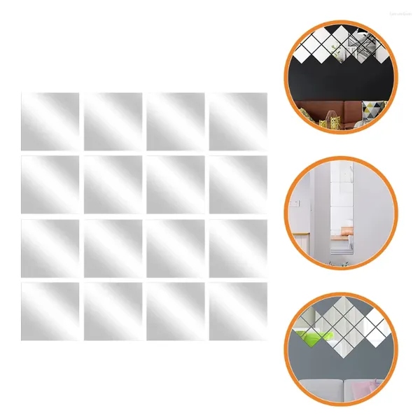 Duvar Kağıtları 16 PCS Ayna Duvar Sticker Akrilik Güvenlik İçin Küçük Çerçevesiz Fayanslar