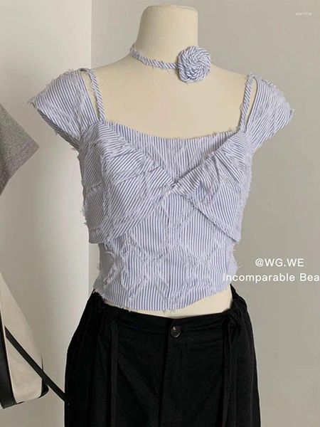 Kadın bluz kadınlar basit temel çizgili gömlek kare kare günlük bahar yaz zarif ofis bayan gündelik mahsul üst moda Korece