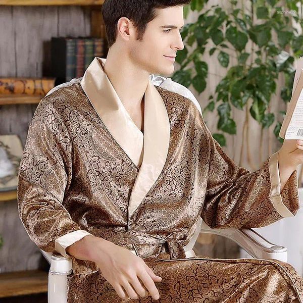 Ev Giyim Lüks Markaları İpek Robes Nightgowns Erkekler Büyük Boyu Kimono Batıl