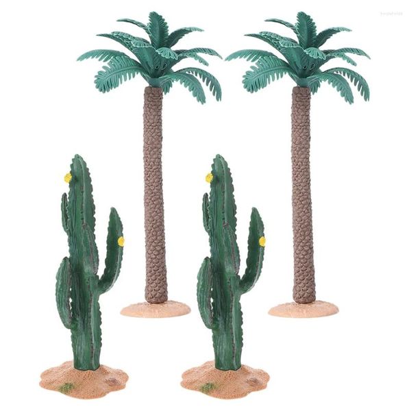 Flores decorativas modelos de árvores simuladas casa de bonecas planta falsa em miniatura pvc micro cena brinquedo cenário palma diy para natividade