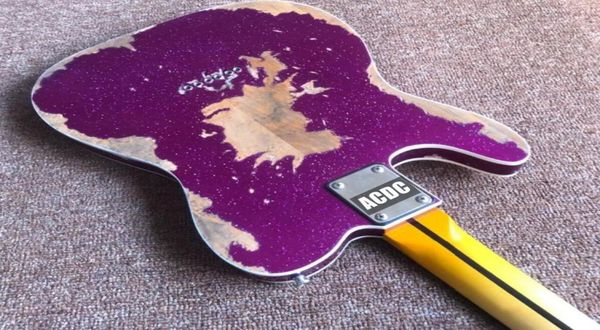 Feito à mão relíquia pesada grande brilho metálico vermelho roxo guitarra elétrica alder corpo bordo pescoço fretboard 3 sela ponte vin5928242