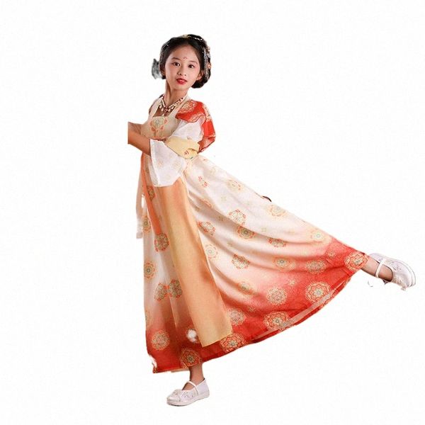 2024 Novas meninas Dunhuang Feitian Performance Dr, Baby Girl Dr, Ru Saia, Estilo Chinês Hanfu, Traje Antigo J4dk #