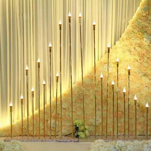 Portacandele 4 pezzi 10 teste Decorazioni per matrimoni dorati Guida stradale Reed Light Acrilico trasparente Candeliere Centrotavola per feste a casa