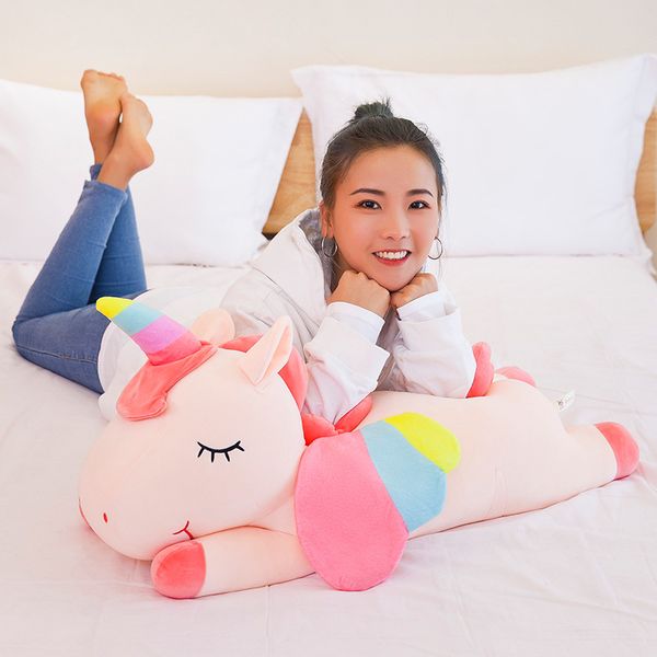 Serin şeyler pembe midilli bebek peluş sarılma peluş oyuncak tek boynuzlu at peluş oyuncak gökkuşağı midilli bebek boyutu at çocuk yastığı oyuncak peluche tek boynuzlu at Noel hediye oyuncak