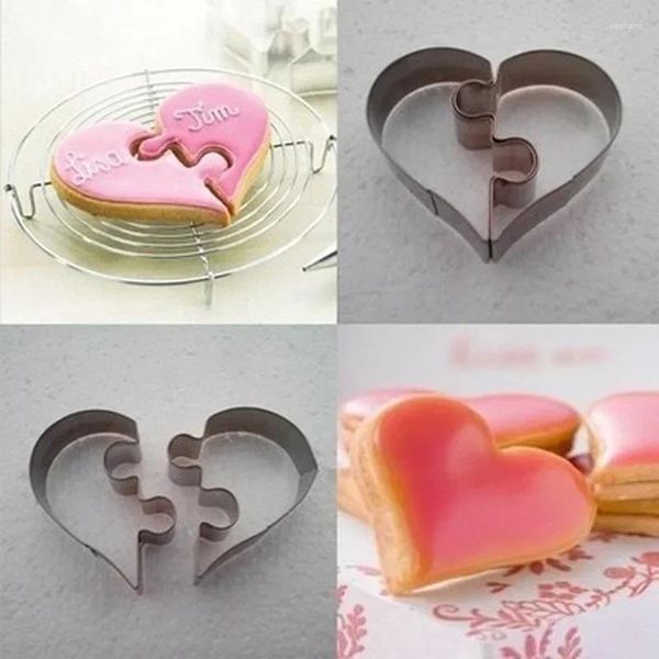 Strumenti di cottura 2 pezzi Sinistra Destra Amore Cuore Torta Stampo per biscotti Stampo per San Valentino Uso per decorare accessori da cucina