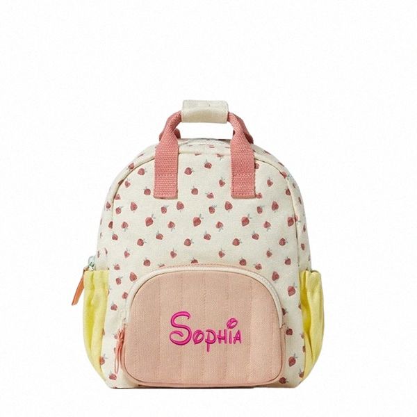 Personalizado Bordado Nome Strawbreey Meninas Escola Mochila Jardim de Infância Almoço Sacola Bolsa Adolescentes Meninas Meninos Crianças Sacos r9Mc #