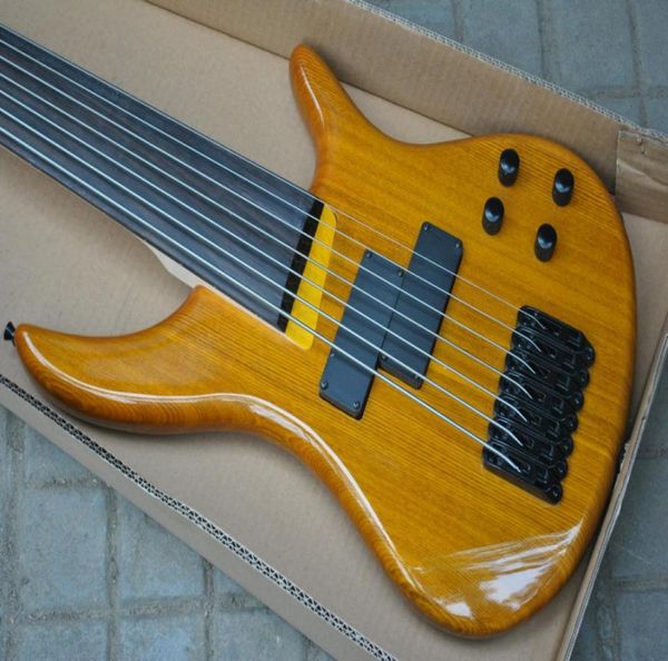 7 cordas Fretless Madeira Natural One Piece Body Bass e Rosewood Fingerboard 24 FretsBlack Hardware China Guitarra Elétrica Bass6231580