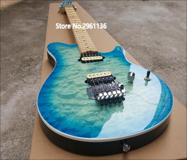 Custom Shop Edward Van Halen Gang Синий Зеленый Стеганый Кленовый Топ Электрогитара Кленовый Шея Floyd Rose Тремоло Tailpiece5279722