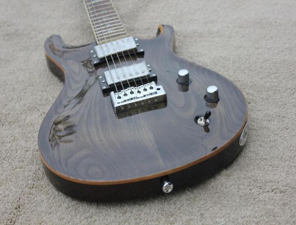 Custom Paul Smith Trans Black Ash Top Chitarra elettrica Tastiera in palissandro Abalone Birds Intarsio Rilegatura in legno naturale Double Locki1985717