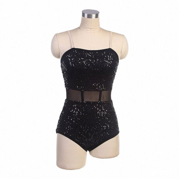 Dans Favori Dans Kostümleri 17070 Siyah Sequin Spandex Korse Bale Tertenci Jazz Tap Dans Kostümleri H4S1#