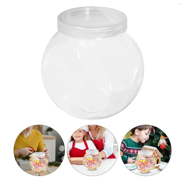 Garrafas de armazenamento 3 pcs jarros de plástico portador de doces Sweet Jars Stand transparente seca as tampas de estimação chá claro