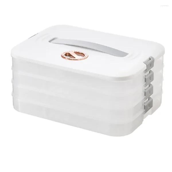 Garrafas de armazenamento Dumplings Box Frigorífico Dumpling Congelamento Multi-Layer Freeze Quick-Freeze Branco