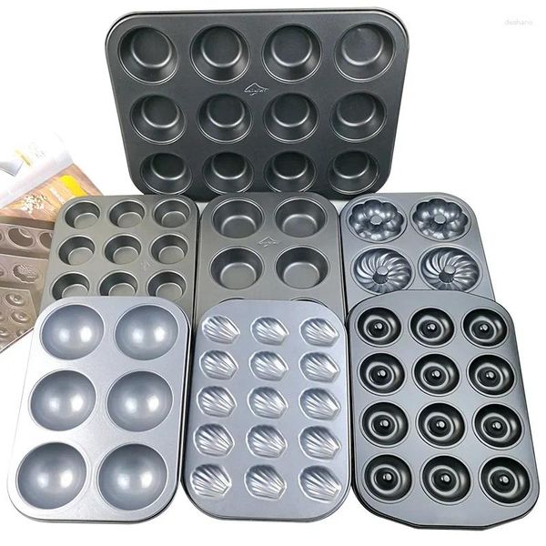 Ferramentas de cozimento 6/12 furos quadrado cupcake pan muffin bandeja molde aço carbono antiaderente bakeware biscoito