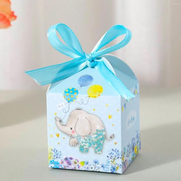 Geschenkpapier 10 teile / paket Tragbare Papierbox Rosa Blau Handheld mit Band Geburtstagsfeier Babyparty für Kinder Dekor