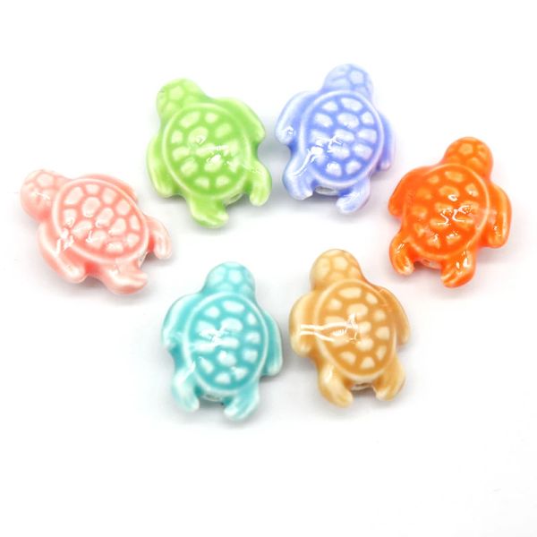 Contas de cerâmica de tartaruga marinha para pulseira de colar de jóias para fazer jóias 18x15mm mistas de porcelana de porcelana mista porcelana