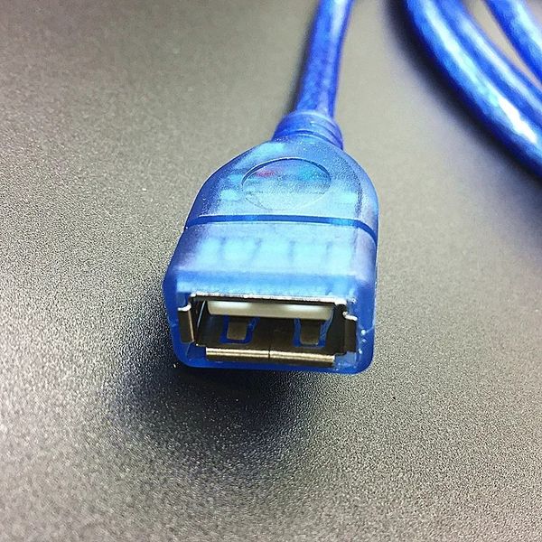 2024 Cabo de extensão USB Male para fêmea Cabo de dados com anel magnético blindado Cabo USB All Copper Transparent Blue
