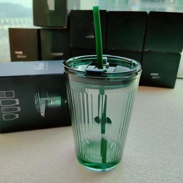 Tazze Tazza da caffè Mini Piccola Cannuccia Verde Doppio Sorso Vetro Scuro Alto Livello di Aspetto Tavola Acqua Latte