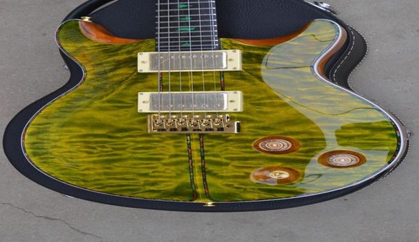 Ultimate Private SANTANA Model Green Burst E-Gitarre, Mahagoni-Korpus mit eleganter Decke aus gestepptem Ahorn, grüne China-Gitarre7222612