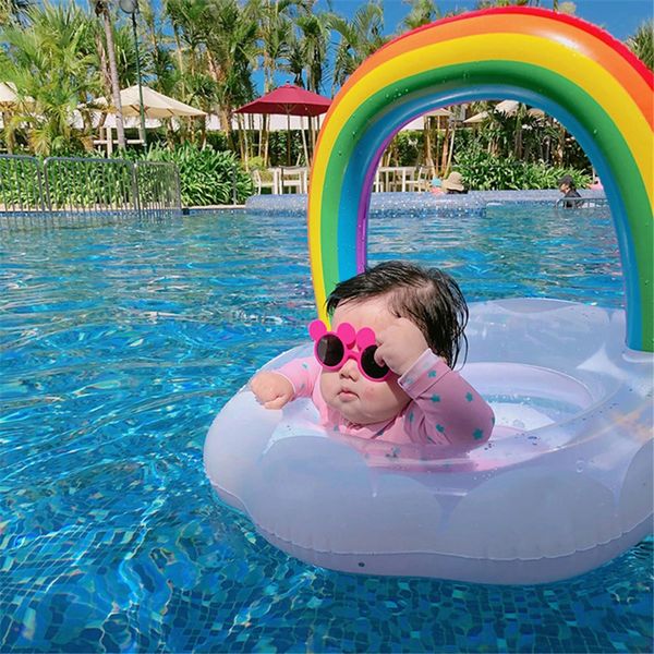 Piscina per bambini Galleggiante Fenicottero Materasso gonfiabile Arcobaleno Anello per nuotare Cerchio Nuoto Bambino Gonfia Giocattolo Bambini 240322