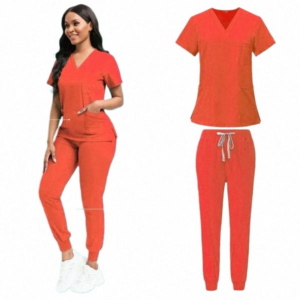 Krankenhaus OP-Kleidung Medizinische Uniformen Frauen Scrubs Sets Ärzte Krankenschwestern Accories Dental Clinic Beauty Sal Arbeitskleidung Set e7V7 #