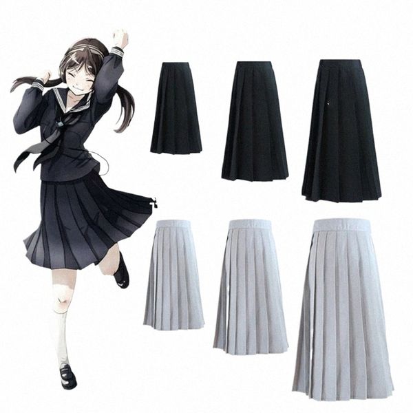 Meninas Japão Coreia do Sul Escola Dres Marinha Azul Marinheiro Saia Plissada Cinza Preto Jk Uniforme Anime College Middle Student Costume g06H #