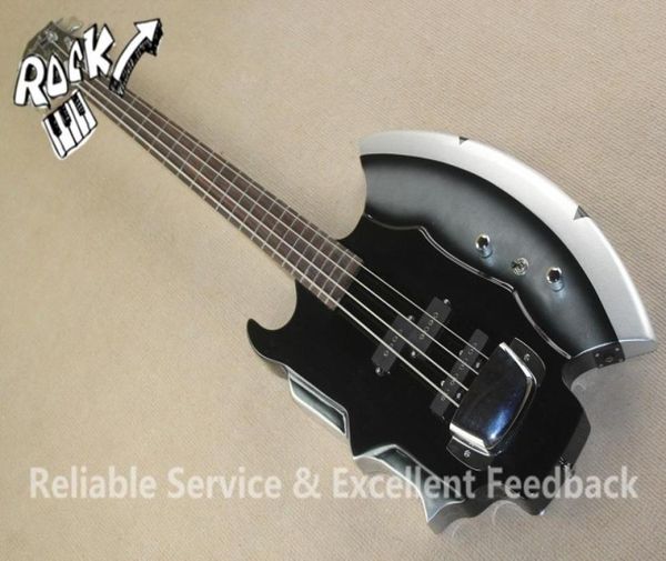 Raro xort gene simmons ax assinatura guitarra preta 4 cordas baixo elétrico guitarra chrom captador capa em estoque para 8393041