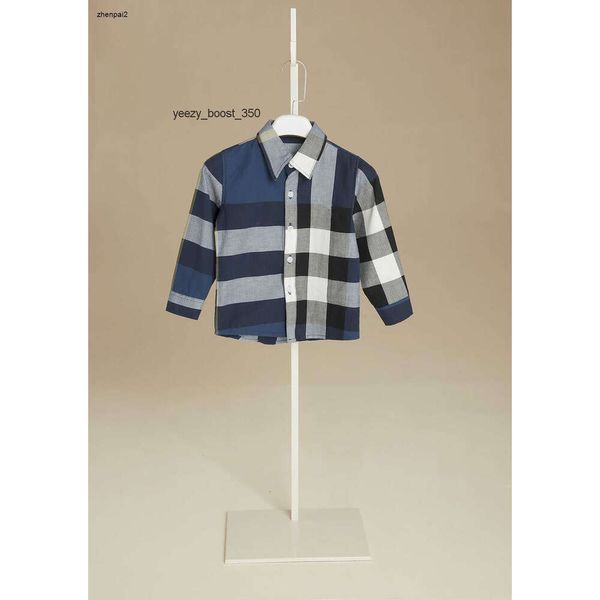 Burberrlies Camisa de bebê de luxo Gradiente xadrez com estampa completa casaco de meninos Tamanho 90-130 CM camisa de vestido de menino crianças roupas de grife Blusas infantis Dec05