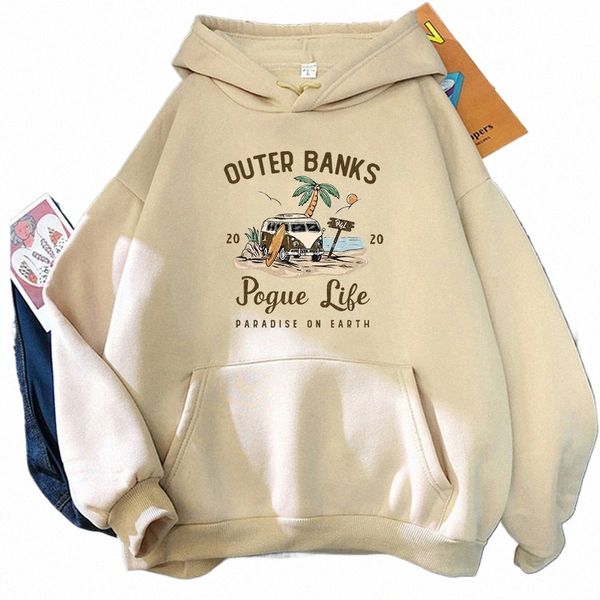 Outer Banks Pogue Life Impressão gráfica Outono Inverno Plus Size Hoodie Mulheres Moletom Estético Feminino Estilo Kpop Sudaderas A6RI #