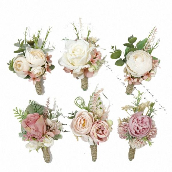 Rosa Noivo Corsage Casamento Boutniere Broche Rosa Frs Pin Dama de Honra para Convidados Casamento Accories Foto Adereços Para Convidados 72uR #