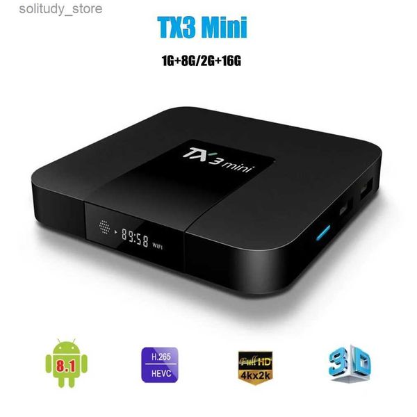 Set Top Box Android 8.1 TX3 Mini Smart TV Box Amlogic RK3228A Quad Core 2 GB 16 GB 2.4G WiFi 1080p 4K Adatto per Google Set Top Lettore multimediale digitale Q240330