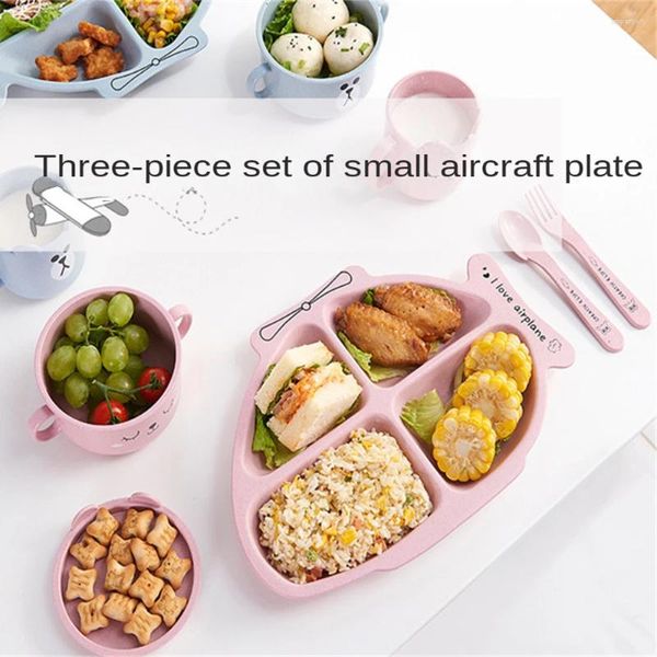 Set di posate Piatto creativo Set da cena a forma di aereo Forchetta Cucchiaio Separazione per bambini Accessori da cucina Piatti