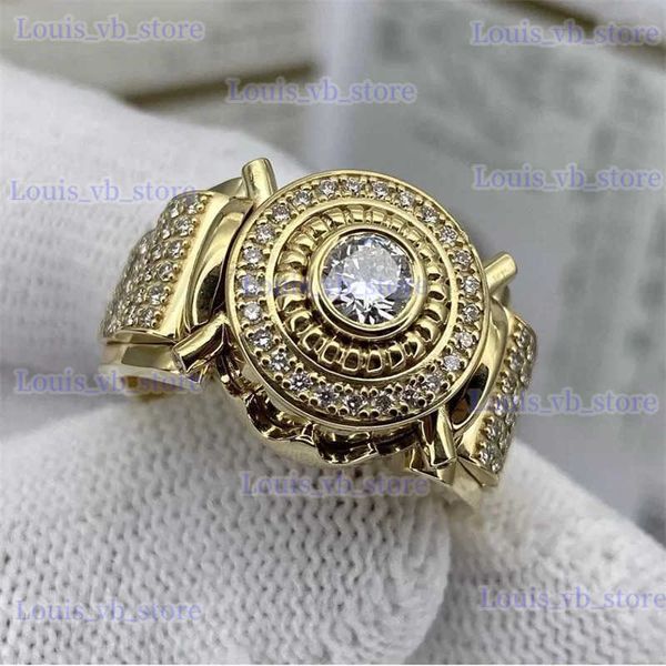 Anéis de banda lindos anéis masculinos ouro prata cor quadrado redondo pedra branca design clássico acessórios de festa presente t240330