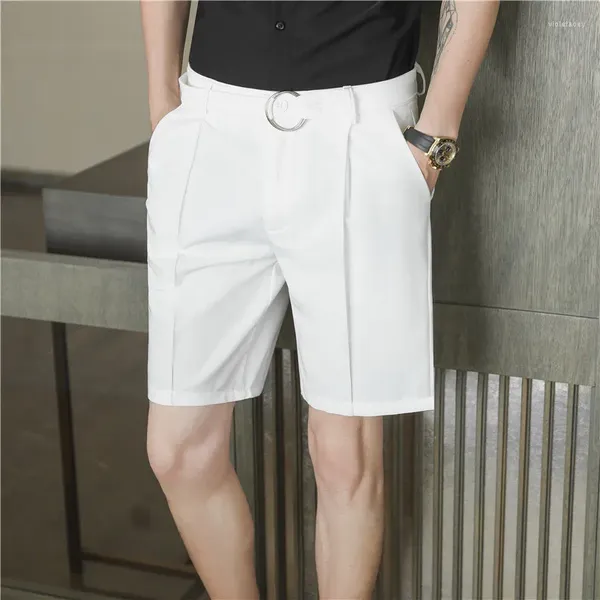 Shorts masculinos tubo reto britânico homens verão coreano moda negócios casual roupas de trabalho respirável confortável magro simples desgaste