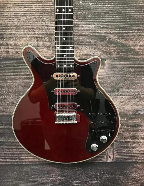 BM01 Burns Brian May Assinatura Antiga Cereja Guitarra Elétrica Tremolo Bridge Coreano Metal Pickups Black Switchs Chrome Hardware9997705