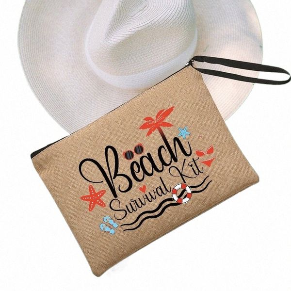 Engraçado Beach Survival Kit Presentes de Aniversário para Mulheres Amigo - Bolsa de Maquiagem Caso de Viagem Irmã Bolsa de Cosméticos Presentes Presente de Aposentadoria L1D9 #