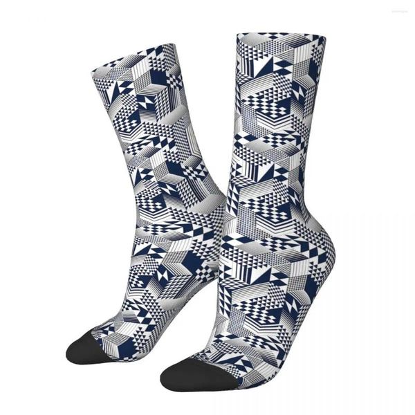 Herrensocken, geometrische 3D-Würfel, Totenkopf-Skelett, männlich, Herren, Damen, Frühlingsstrümpfe, bedruckt