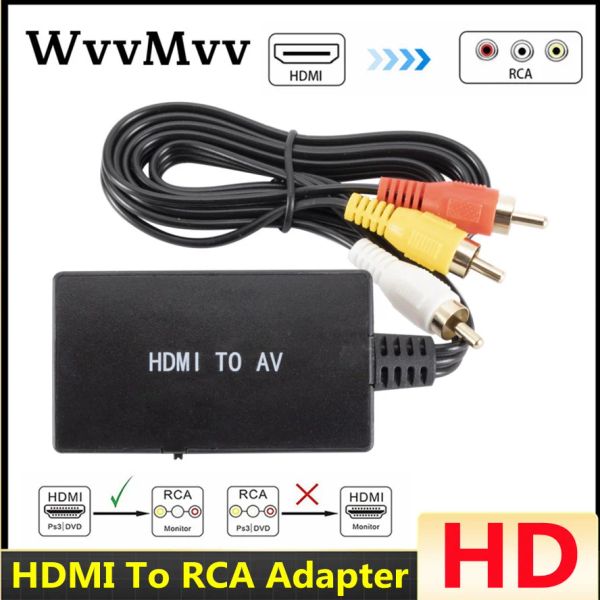 WVVMVV HDMI para RCA Av/CVBS Adaptador HD Conversor de vídeo HDMI para RCA AV/CVSB L/R VÍDEO 1080P Mini HDMI para AV Support NTSC PAL