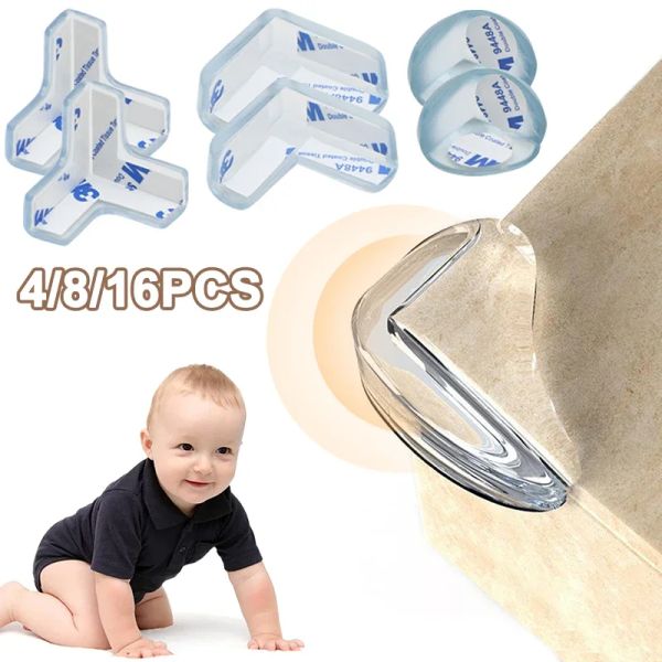 4/8/16pcs Baby Soft Silicone Table Corner Furniture Protector Guard Bumpers Bumpers Segurança Chefões Capa para Segurança para o bebê