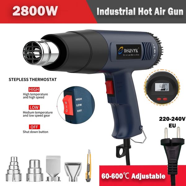 2800W Construção Secador Térmico 220V Pistolas de Calor Ferramenta de Solda Temperatura Ajustável Revair Secador de Cabelo Encolhendo Ferramentas de Embrulho 240325