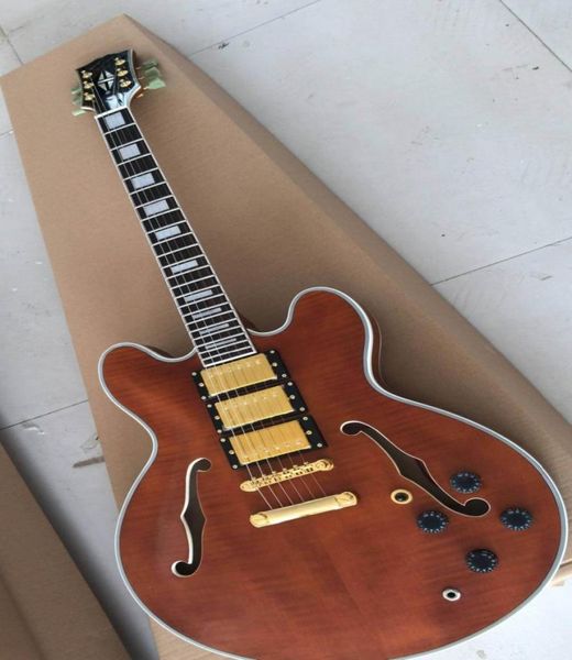 Özel Fabrika Caz Gitar Tip 3 Semihollow Elektro Gitar Pikapları Brown2014459